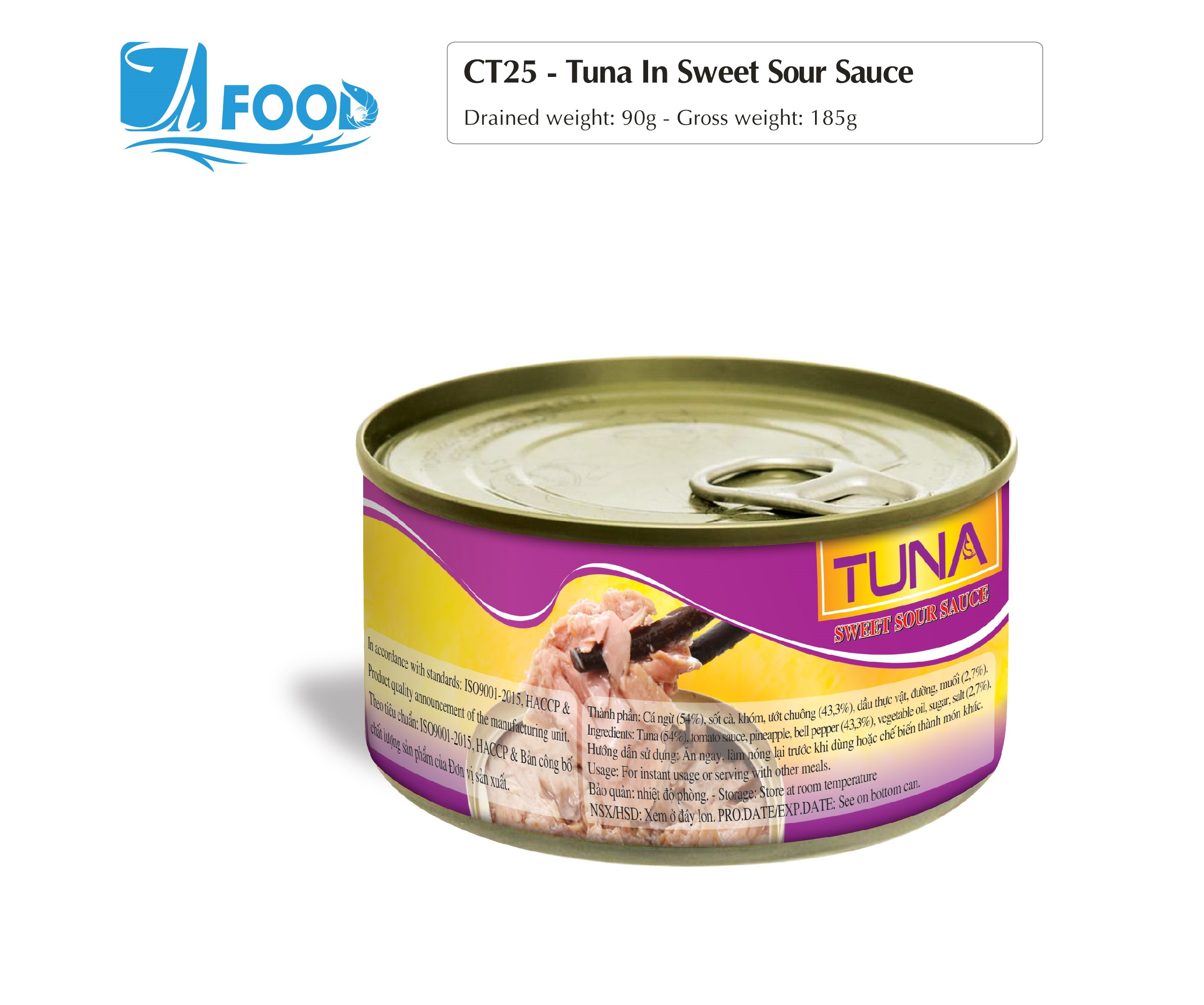 Cà ngừ sốt cà, khóm, ớt, 185g
