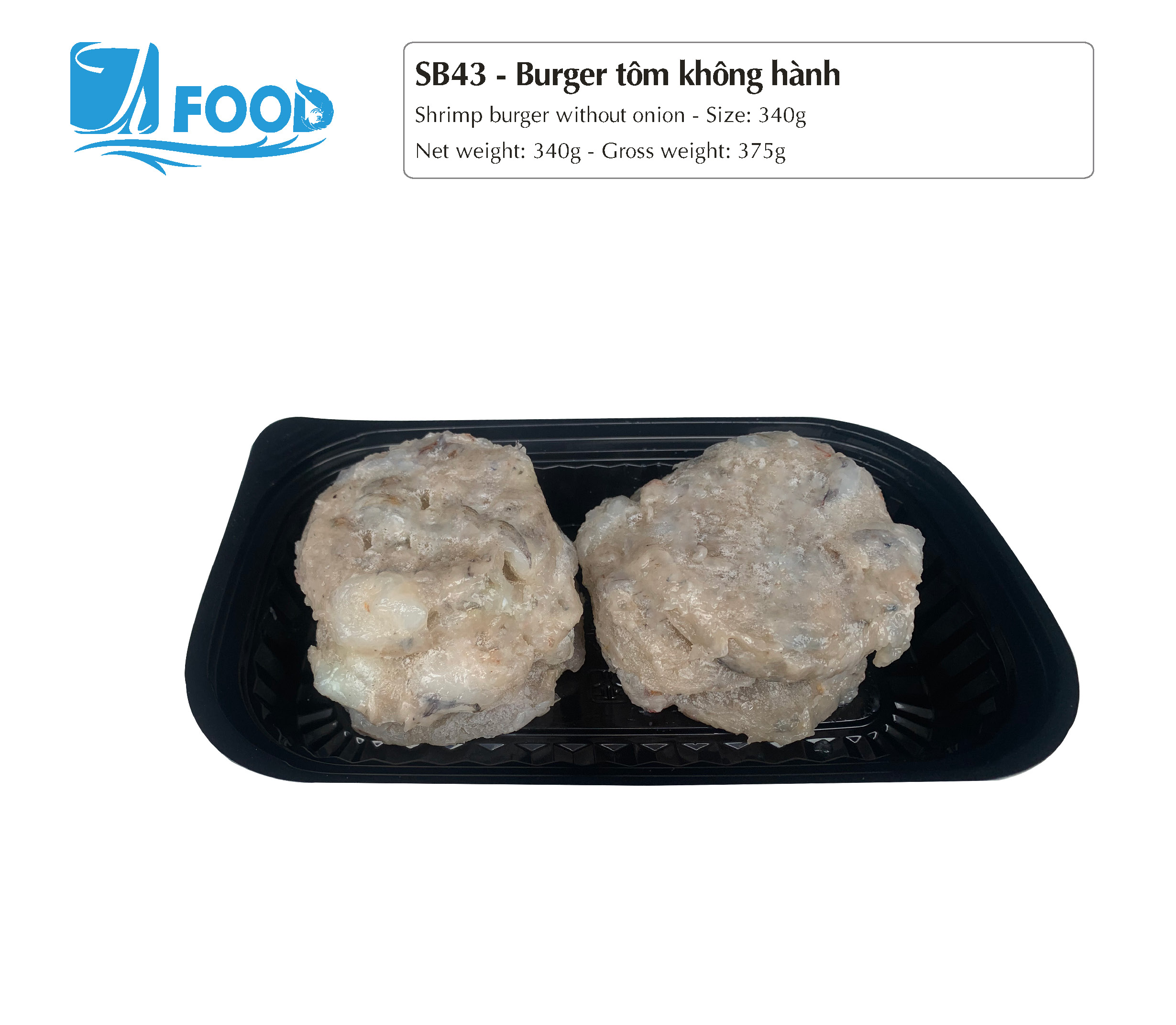 Burger tôm không hành 340g