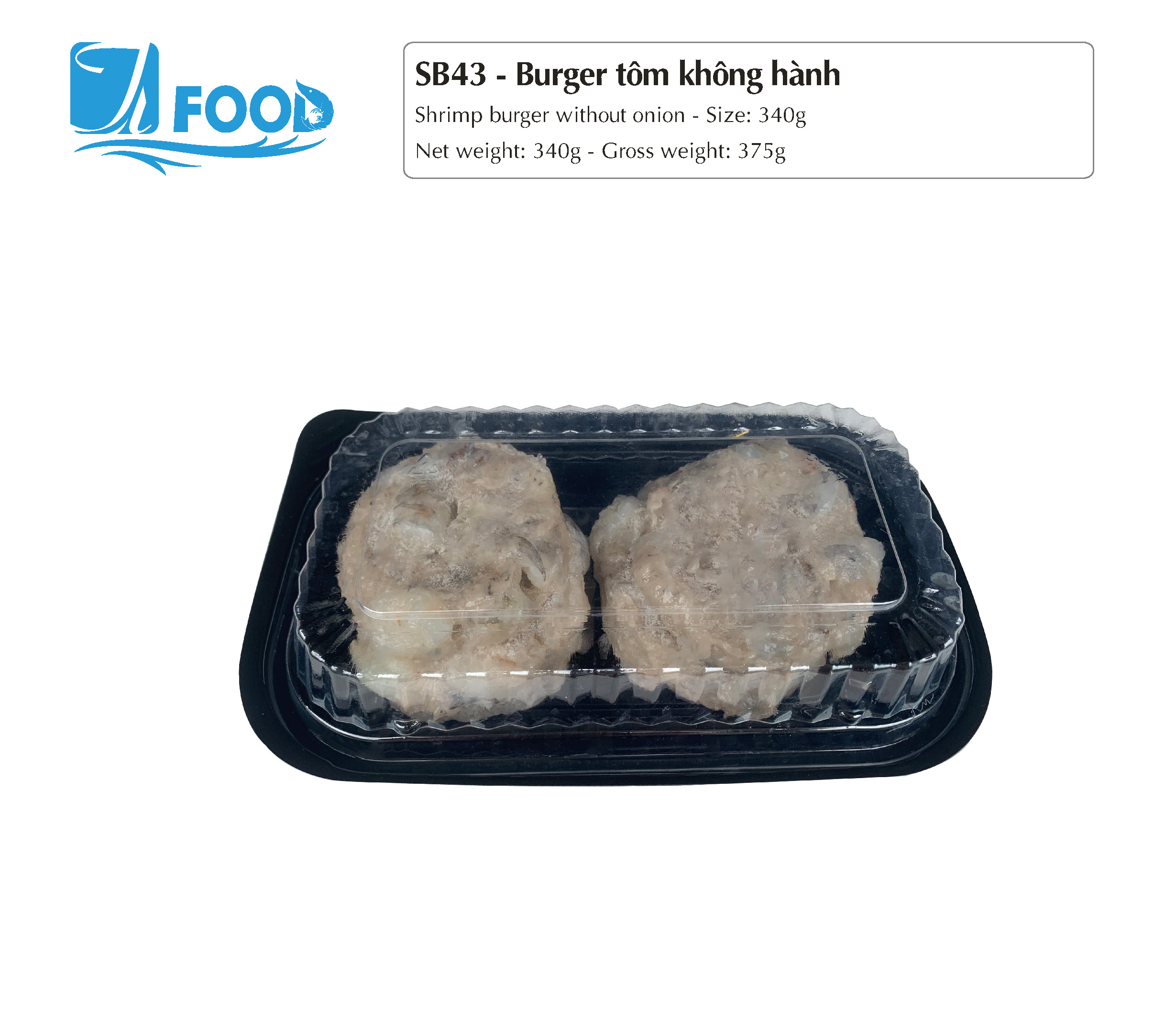 Burger tôm không hành 340g