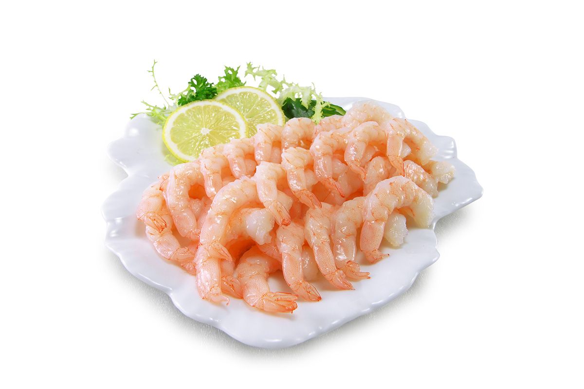 Tôm thẻ hấp nguyên vị, lột vỏ lấy chỉ Size 21/25, NW 340g (Khay)