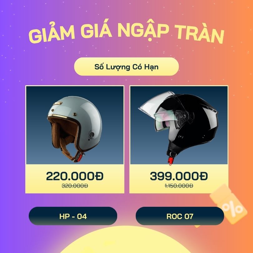 Mũ Bảo Hiểm 3/4 Đầu