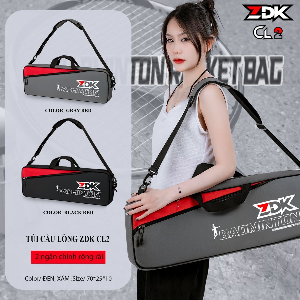 Túi Đựng Vợt Cầu Lông ZDK CL-2 Chính Hãng – Dung Tích Lớn, Đa Năng, Bền Bỉ