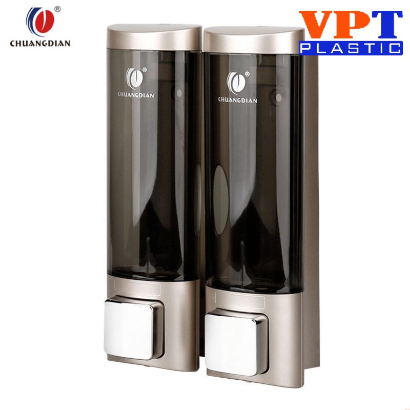 Bình đựng xà phòng đôi 200ml màu trắng bạc