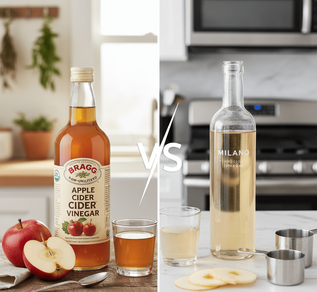 Bragg vs Milano: So sánh chi tiết để chọn giấm táo đúng nhu cầu