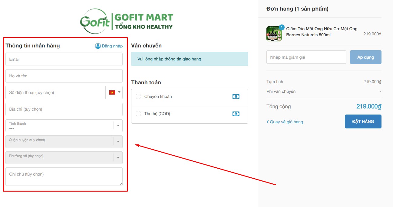 Hướng dẫn mua hàng GOFIT MART – Tổng kho healthy