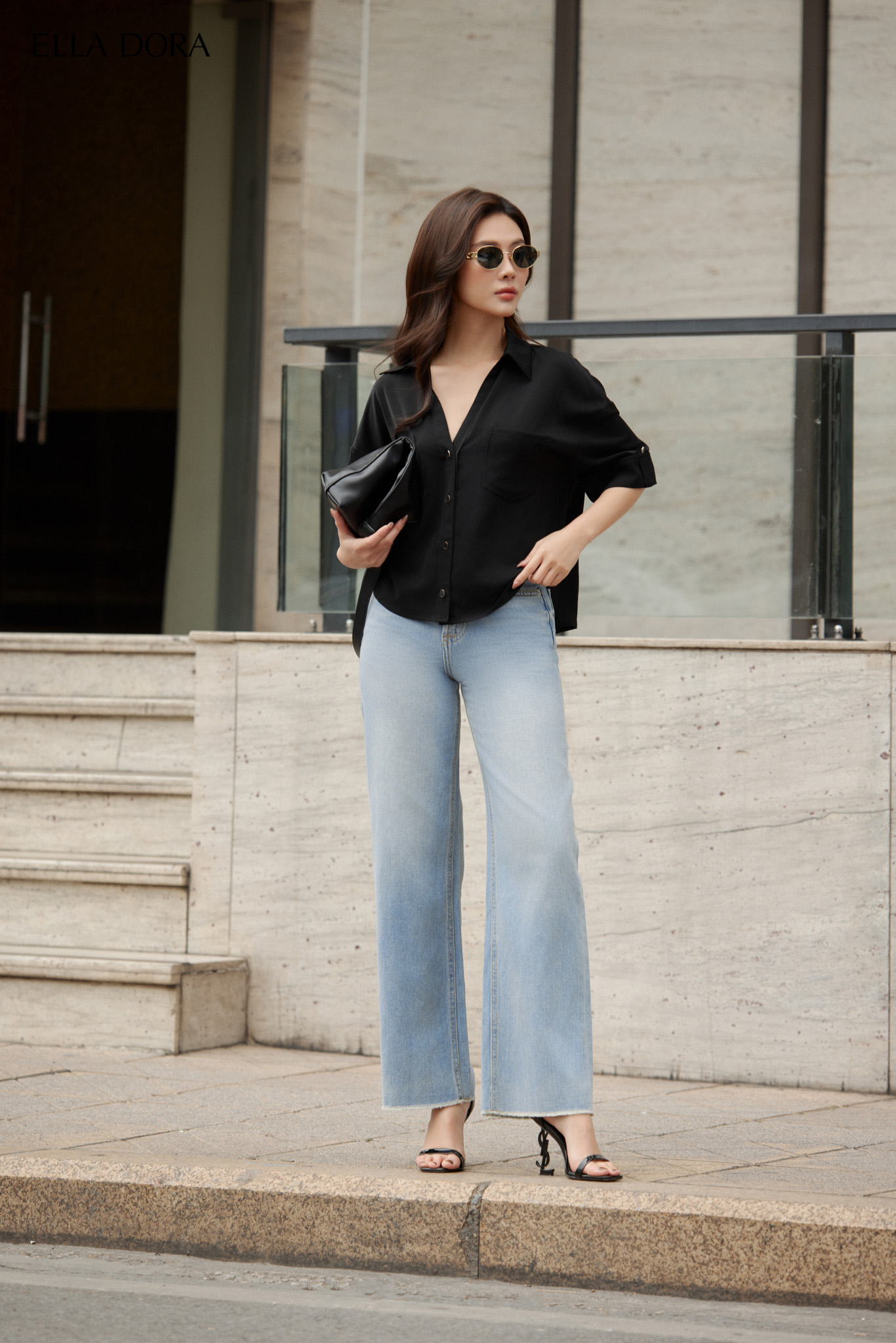 SM158LA - Sơ mi cổ V 2 túi ngực
