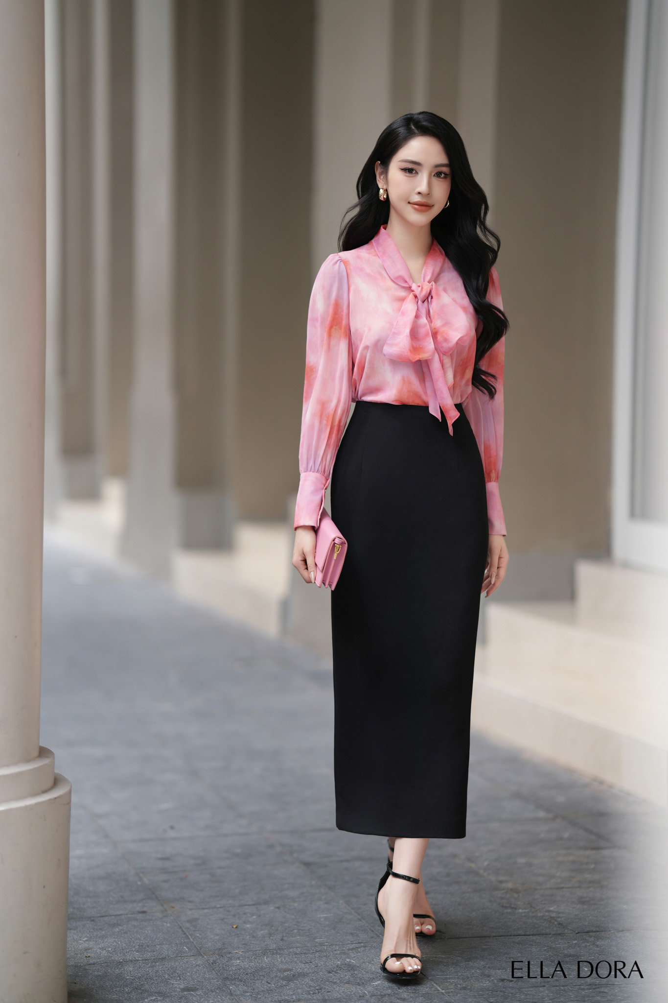 Sơ mi tơ hồng nơ