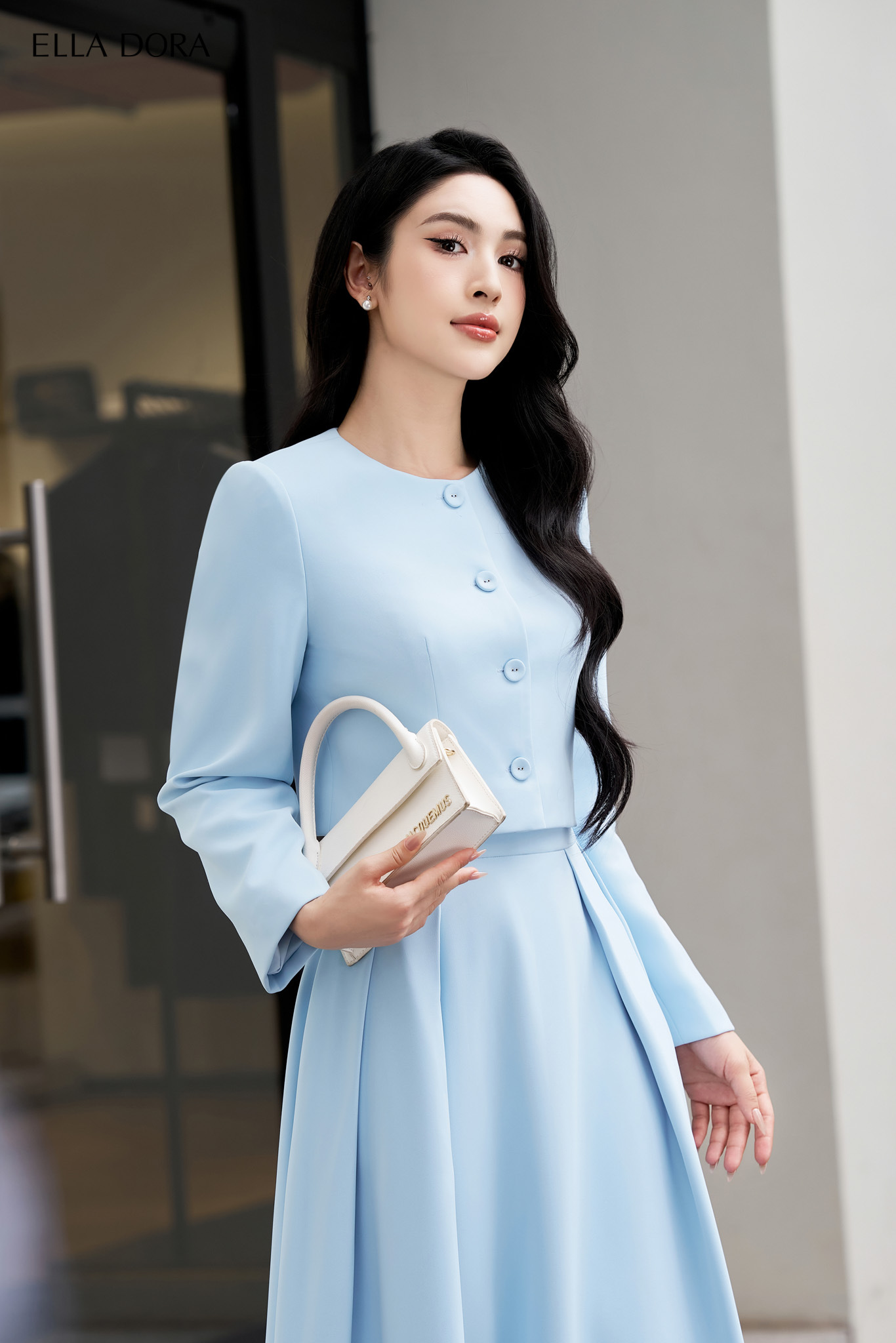 Set  cổ tròn xanh lơ