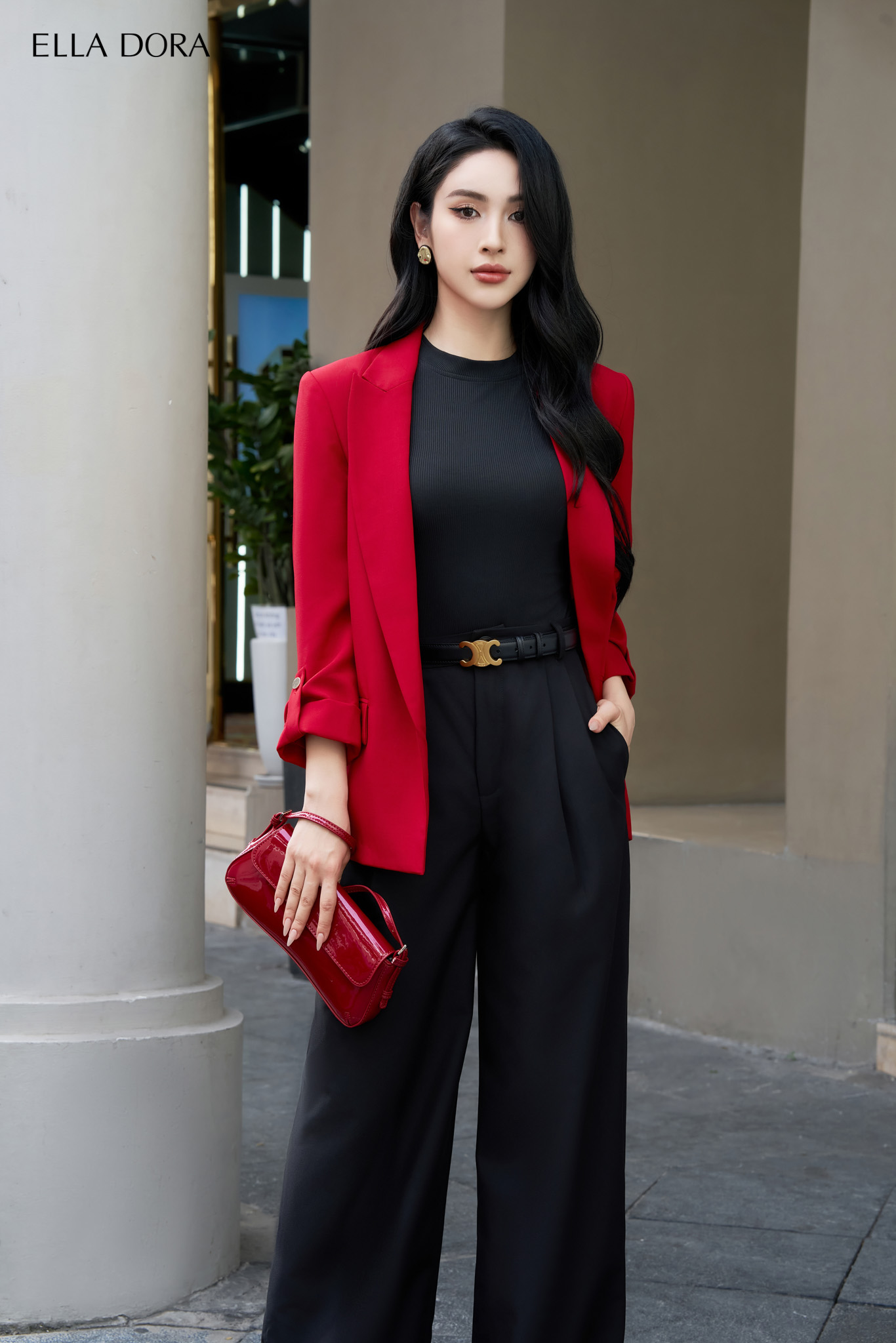 V21 - Blazer dáng suông không cúc