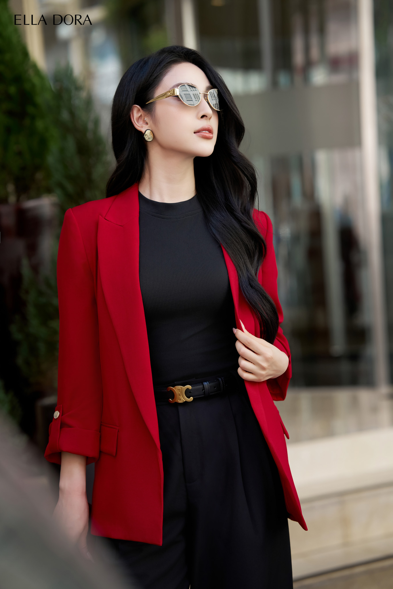 V21 - Blazer dáng suông không cúc