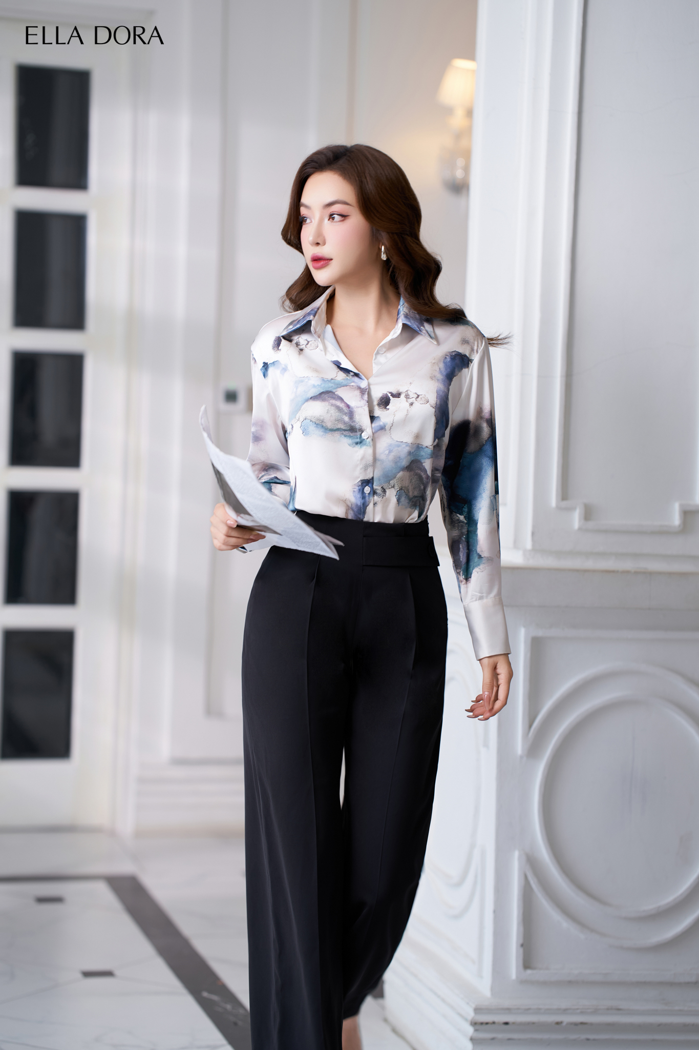 Sơ mi lụa dáng cơ bản