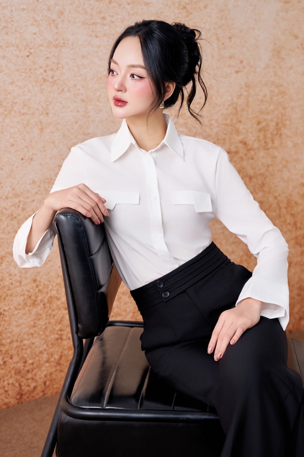 SM166LA - Sơ mi trắng 2 nắp túi