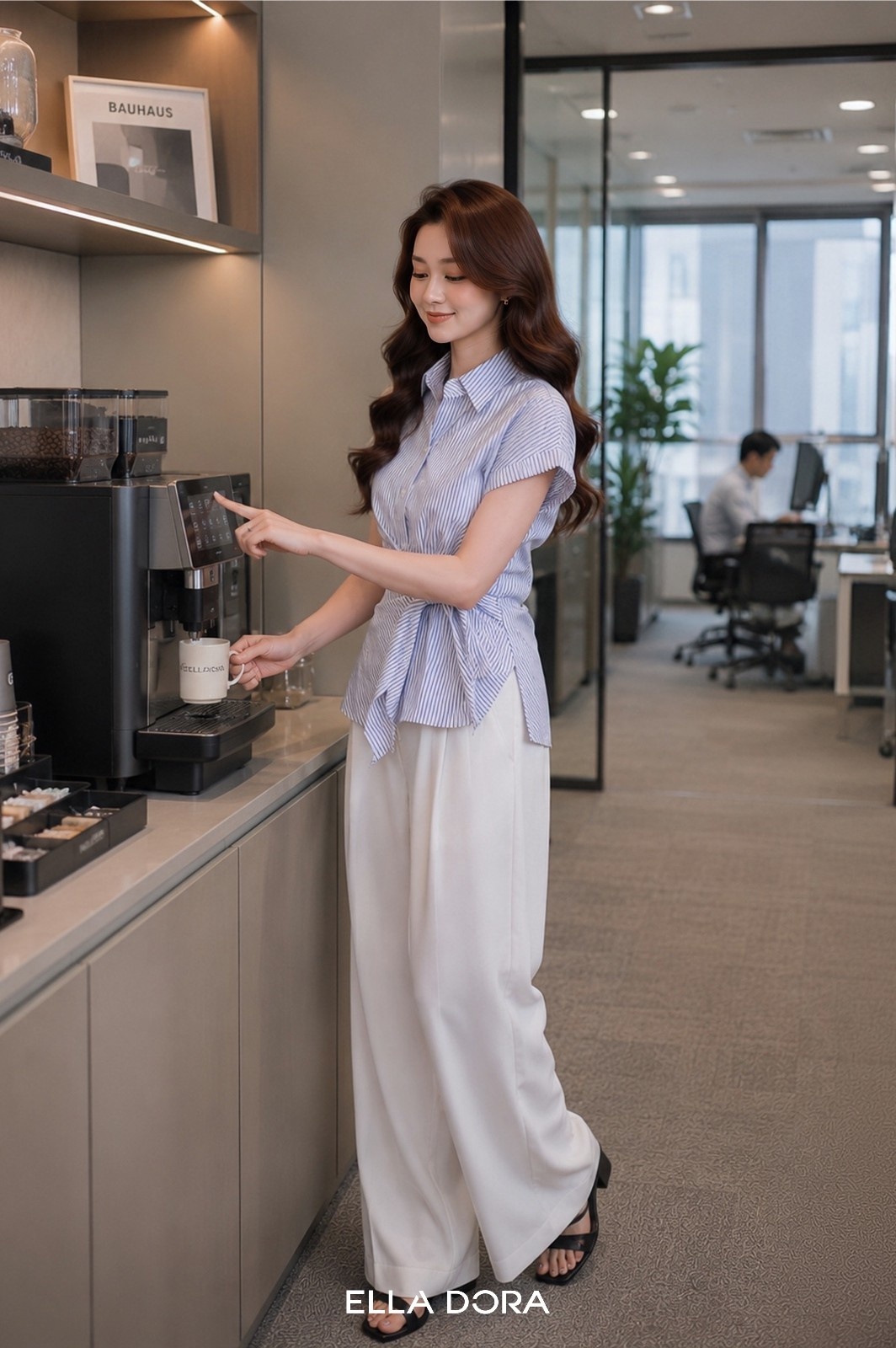 SM161LA - Sơ mi buộc nơ eo