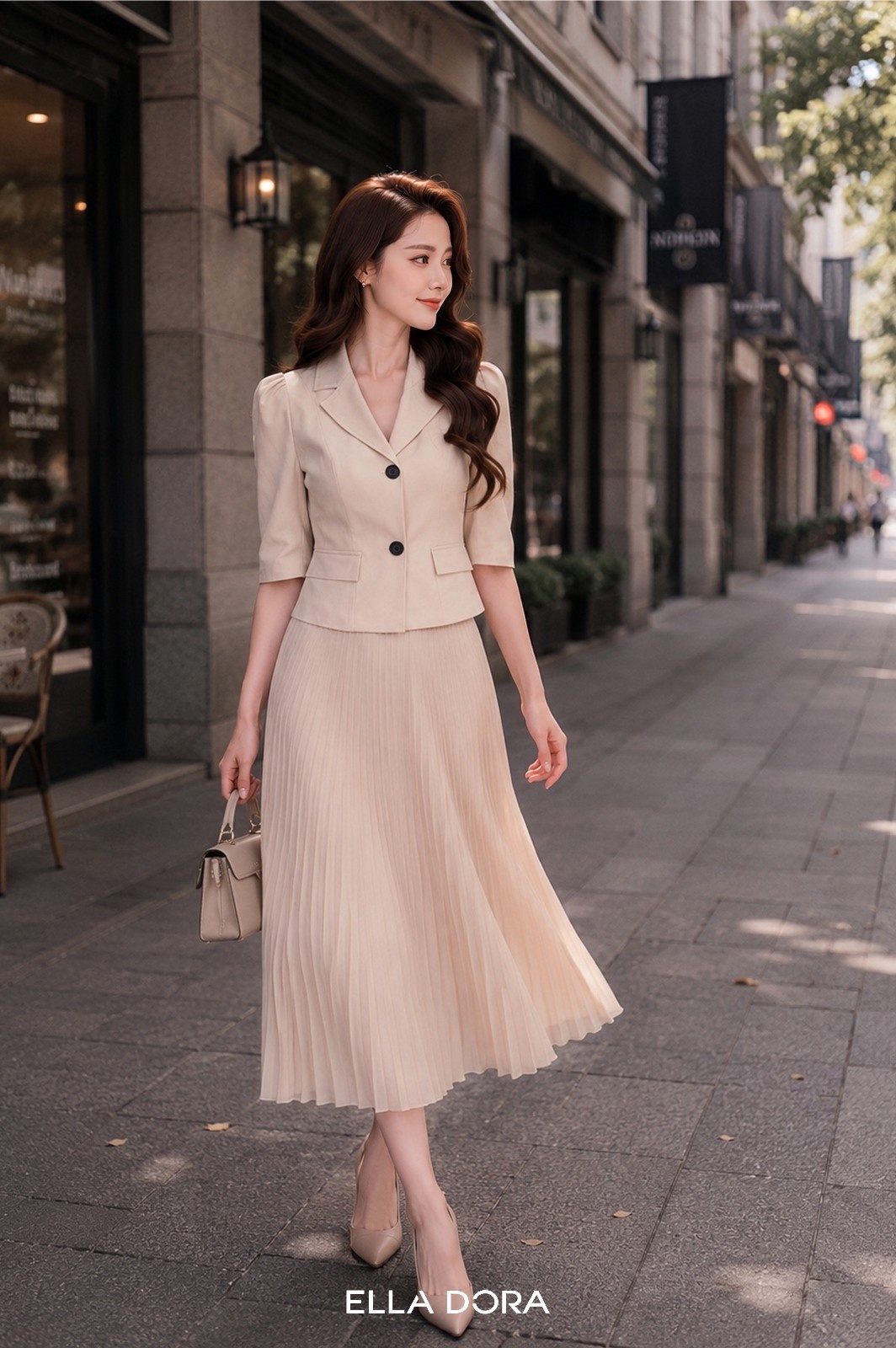 Set áo kiểu cổ ve tay bồng