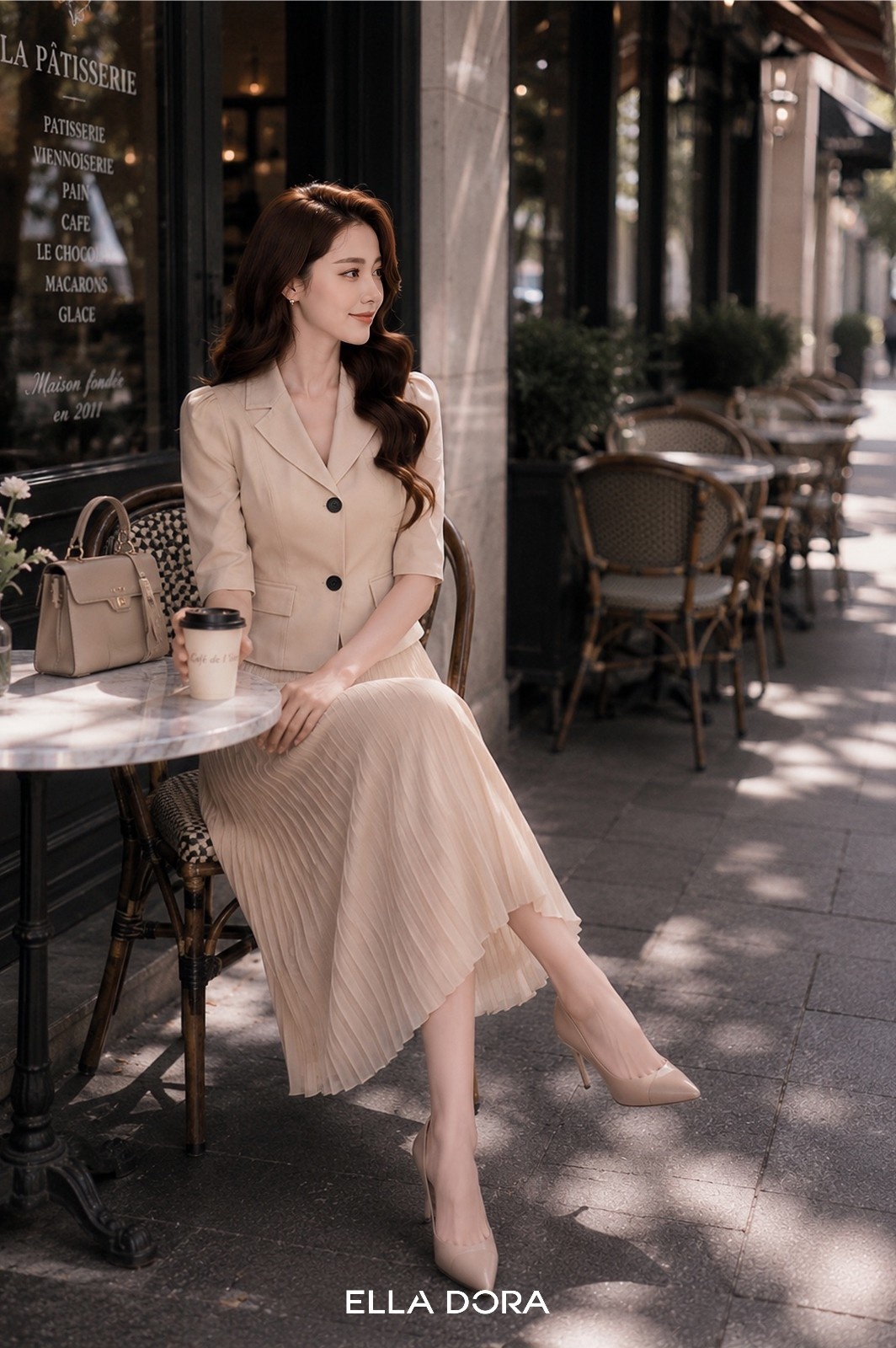 Set áo kiểu cổ ve tay bồng