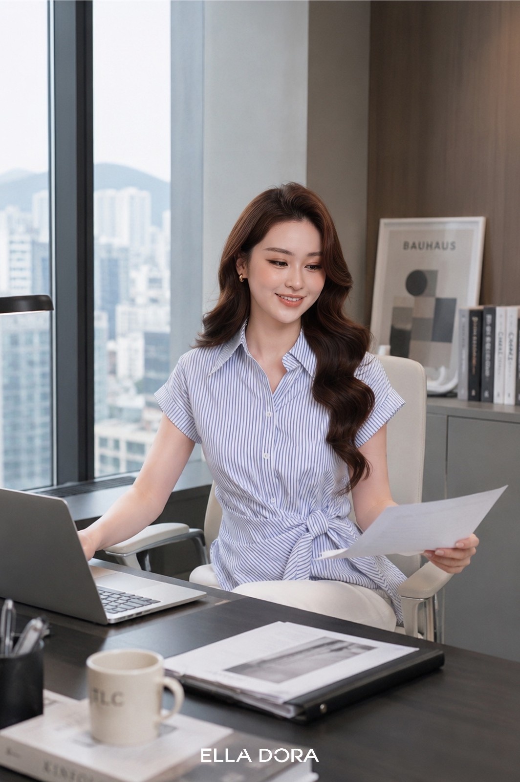 SM161LA - Sơ mi buộc nơ eo