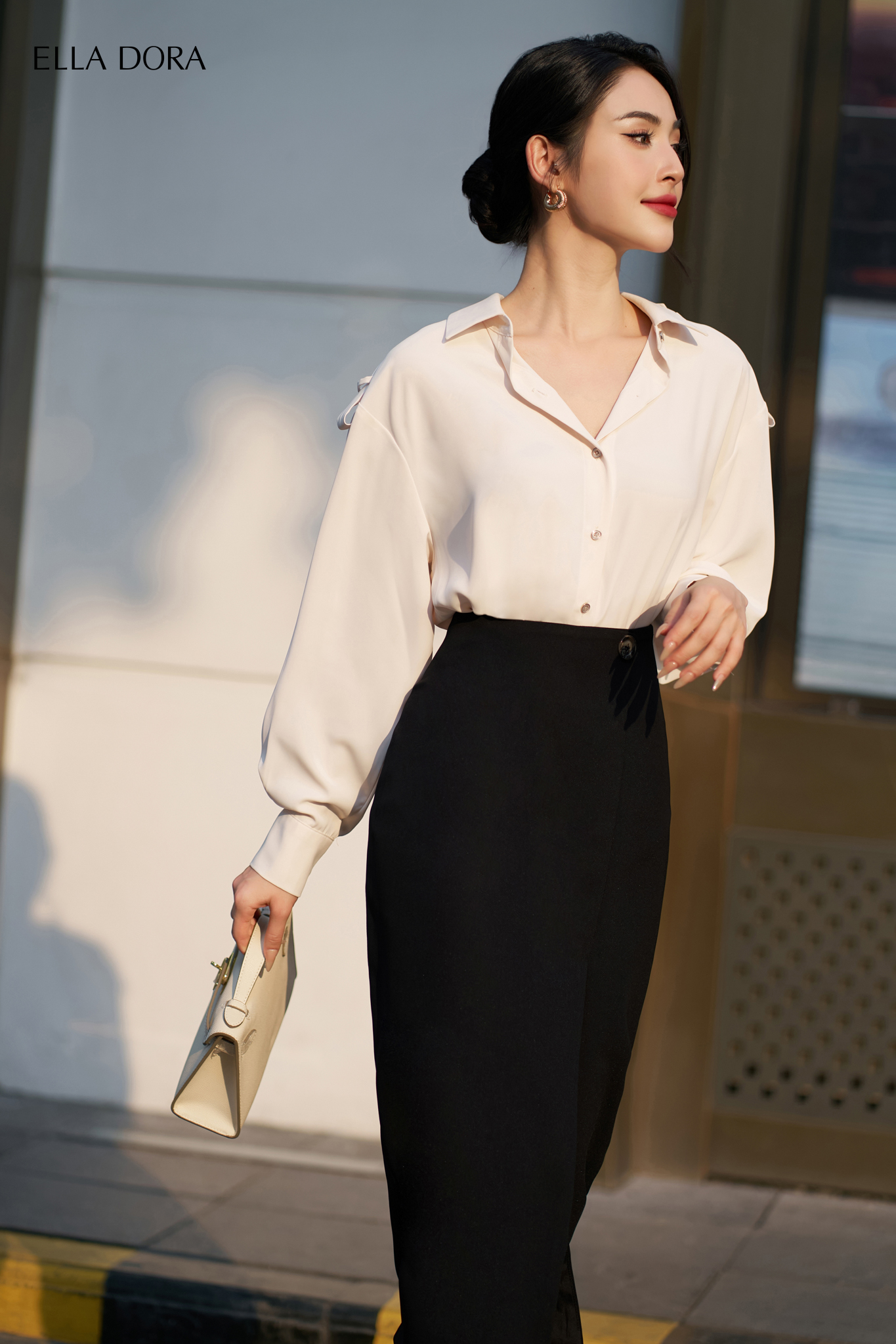 Chân váy đắp tà 1 cúc