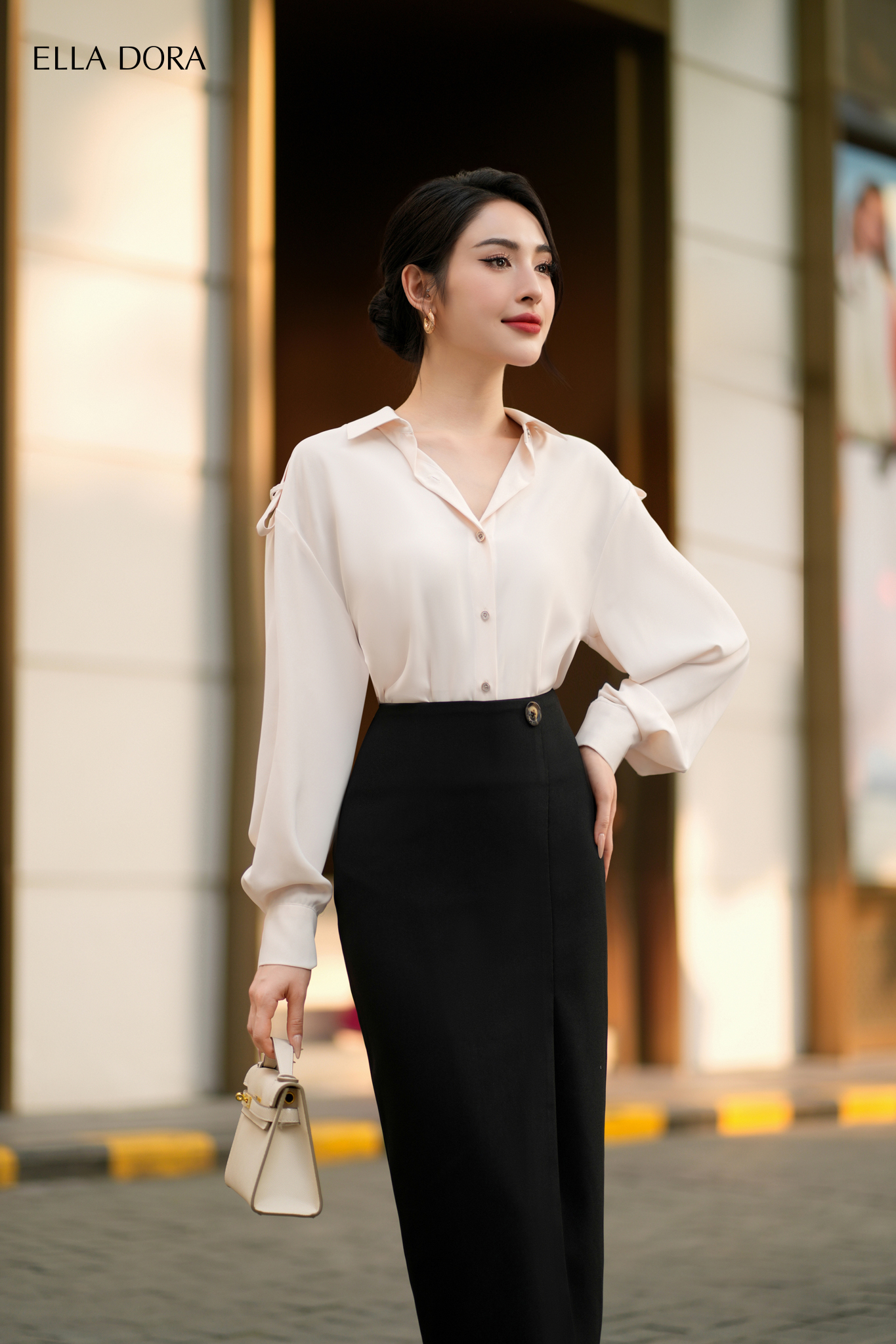 Chân váy đắp tà 1 cúc