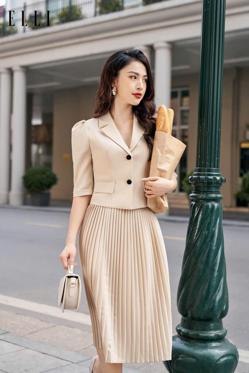 Set áo kiểu cổ ve tay bồng