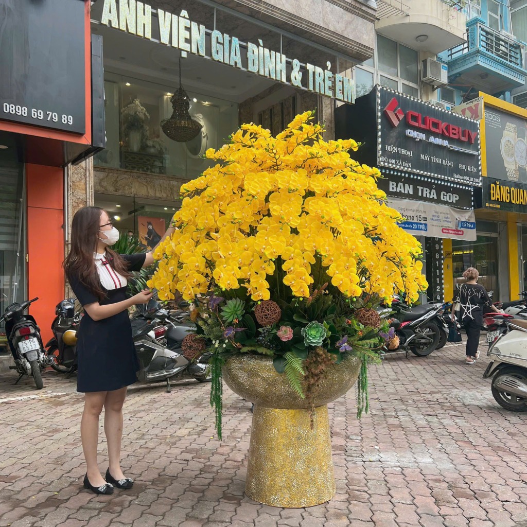 Chậu Lan Hồ Điệp Chất Liệu Cao Su Non Màu Vàng Sang Trọng – Chậu Kích Thước Lớn Cho Không Gian Đẳng Cấp