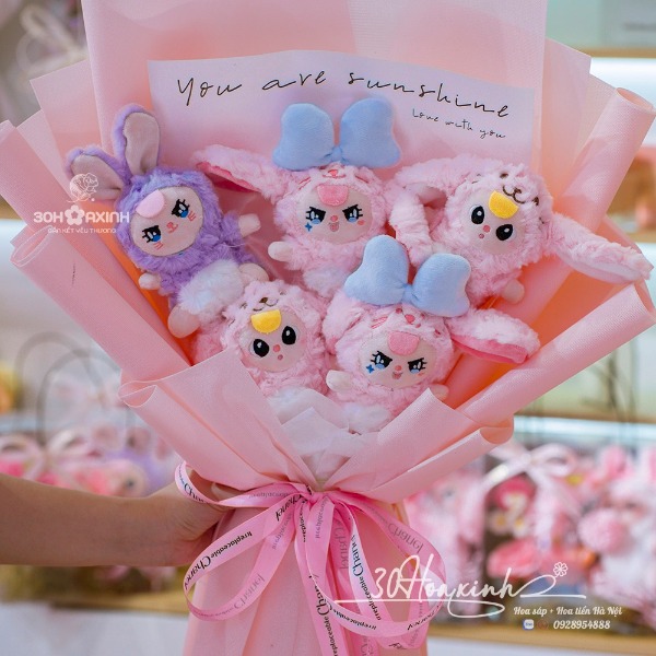 Bó Hoa Gấu Bông Baby Three mix Nhiều Loại Gấu Bông Xinh Xắn