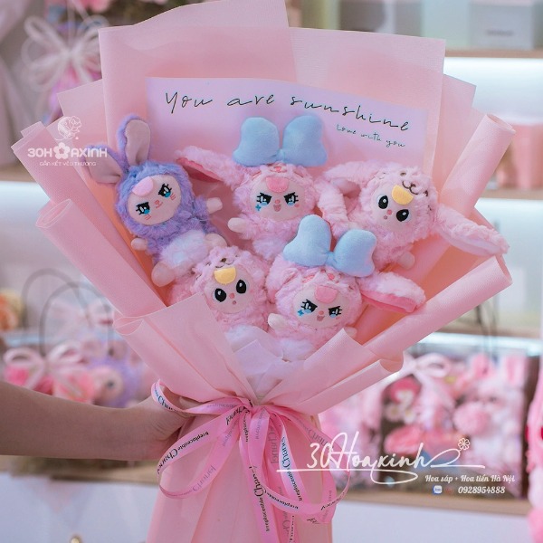 Bó Hoa Gấu Bông Baby Three mix Nhiều Loại Gấu Bông Xinh Xắn