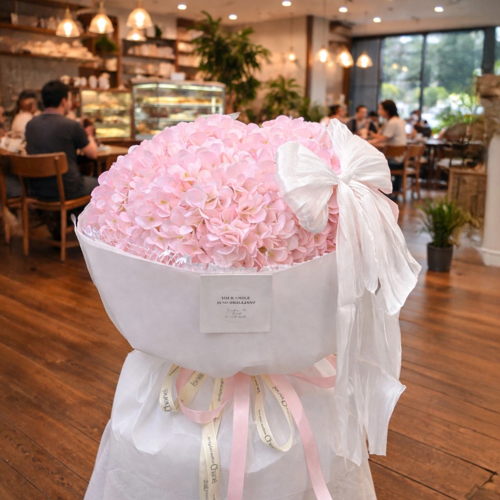 Cẩm Tú Cầu Lụa Màu Hồng Pastel