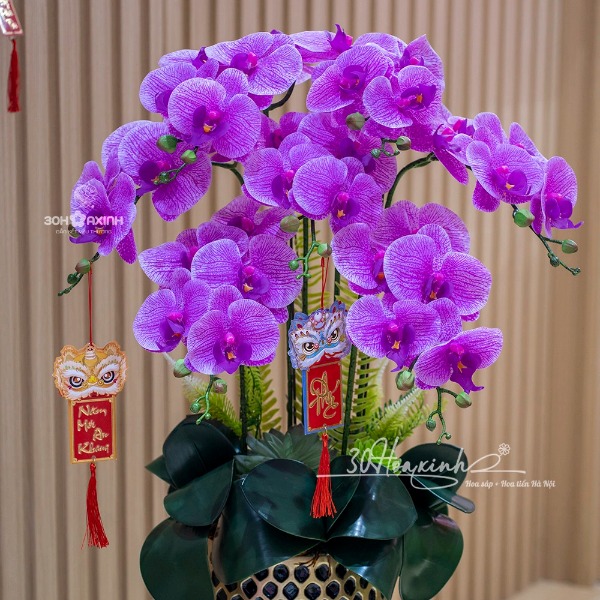 Chậu Hoa Lan Hồ Điệp Cao Su Màu Tím Quý Phái