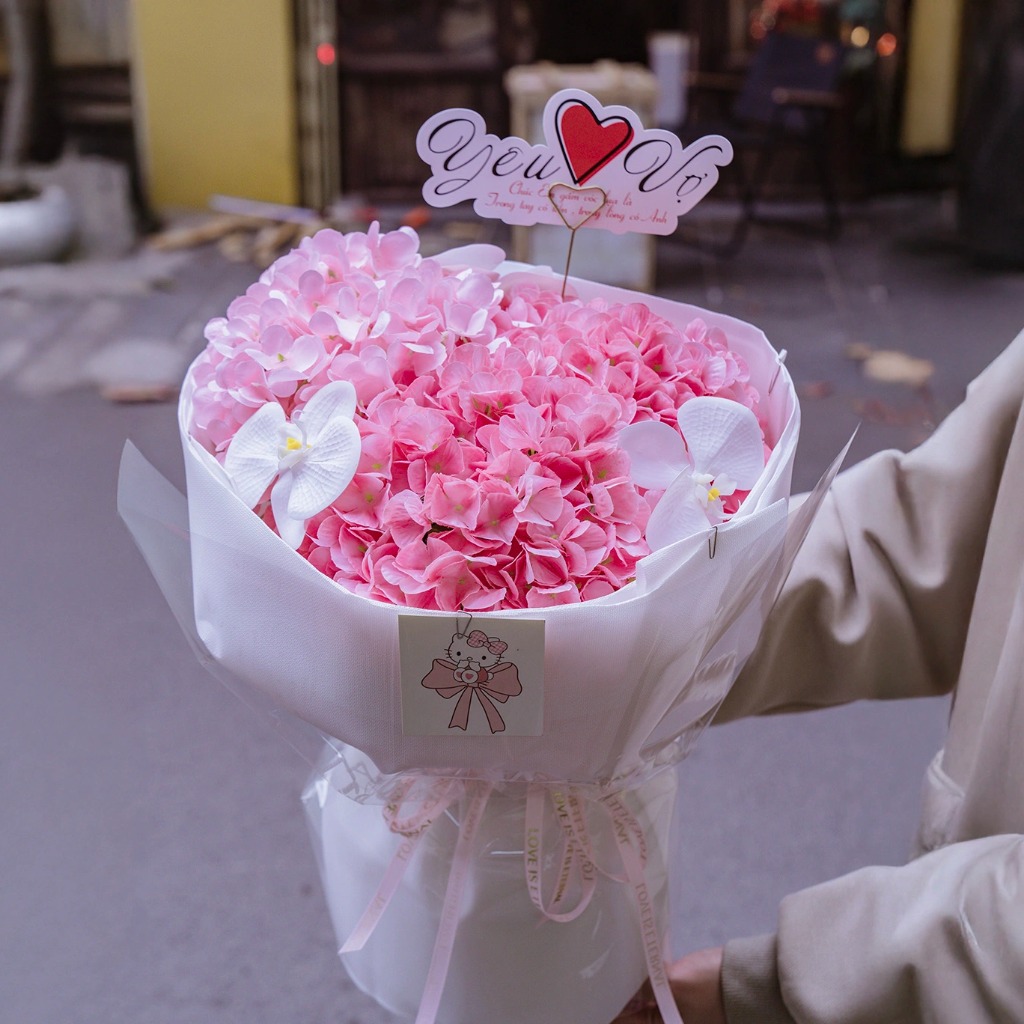 Cẩm Tú Cầu Lụa Màu Hồng