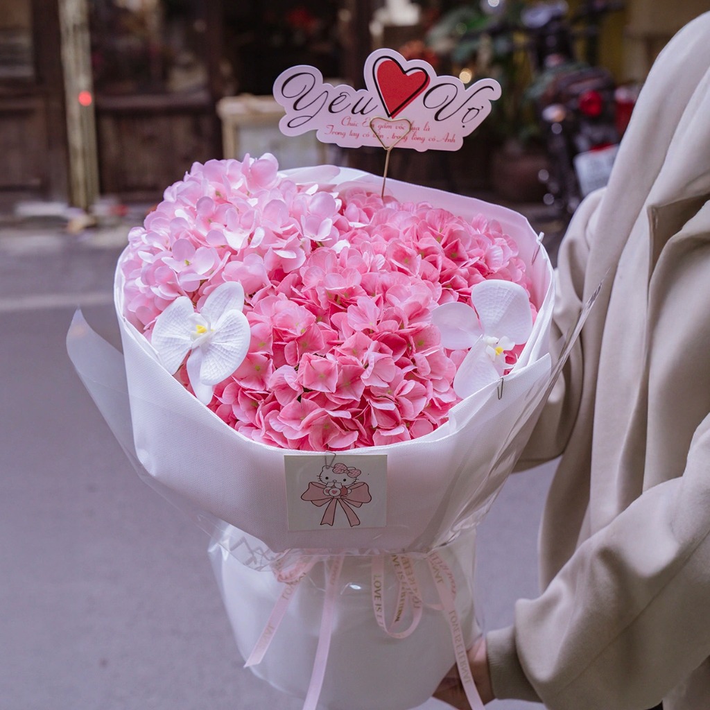 Cẩm Tú Cầu Lụa Màu Hồng