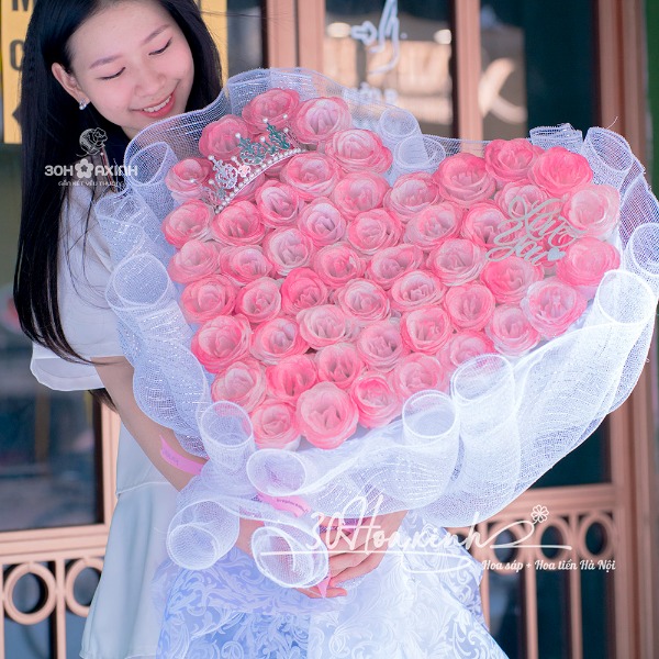 Hoa nhũ lấp lánh 50 bông màu hồng Galaxy