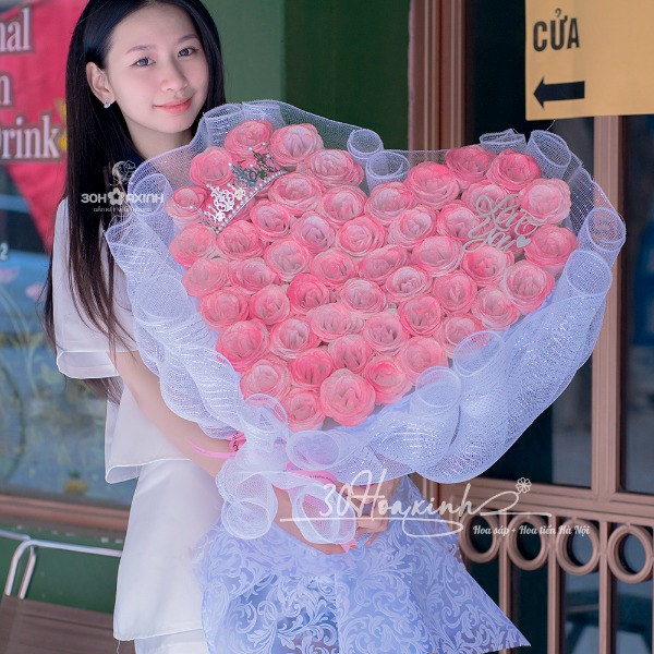 Hoa nhũ lấp lánh 50 bông màu hồng Galaxy