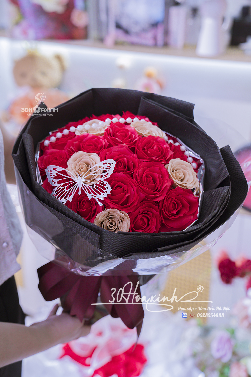 Bó Hoa Hồng Sáp Đỏ 9 Lớp Bông To
