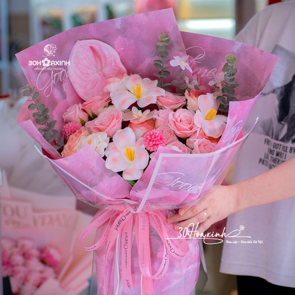 Hoa sáp mix tông màu hồng