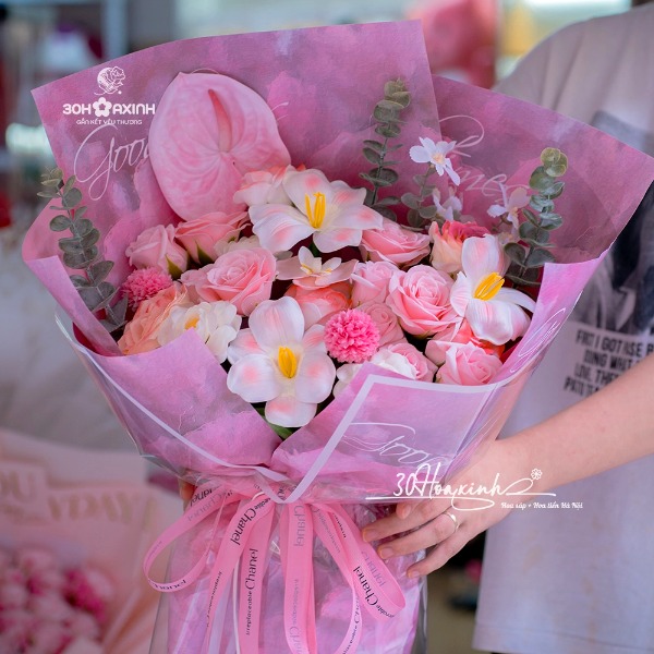Hoa sáp mix tông màu hồng