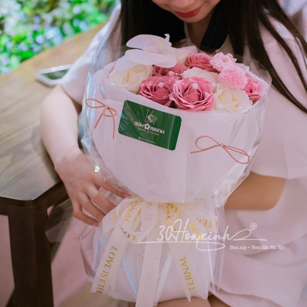Hoa sáp thơm mix màu hồng trắng