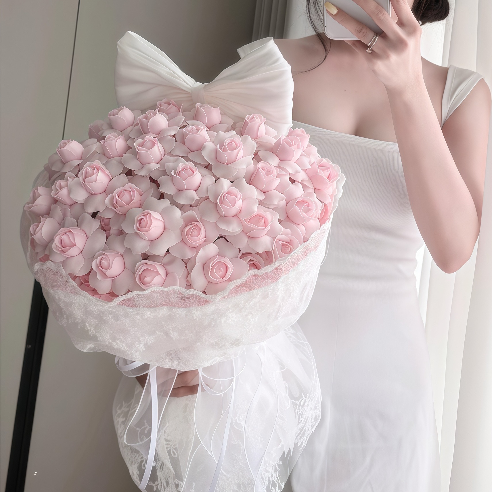 Bó Hoa Hồng Sáp Tỉ Muội Màu Hồng – Món Quà Dịu Dàng Thay Lời Yêu Thương