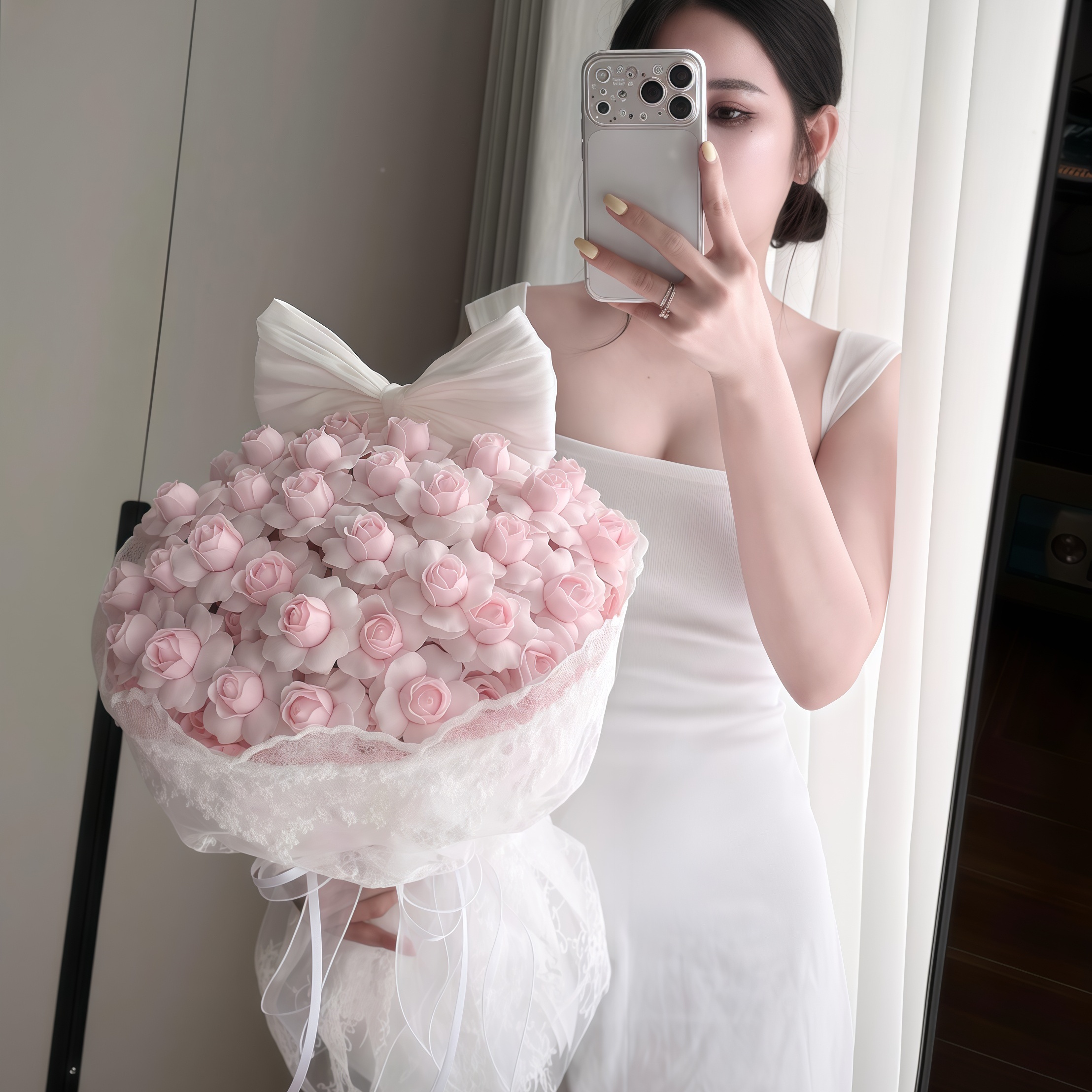 Bó Hoa Hồng Sáp Tỉ Muội Màu Hồng – Món Quà Dịu Dàng Thay Lời Yêu Thương