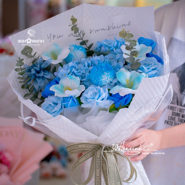Hoa sáp thơm mix tông màu xanh
