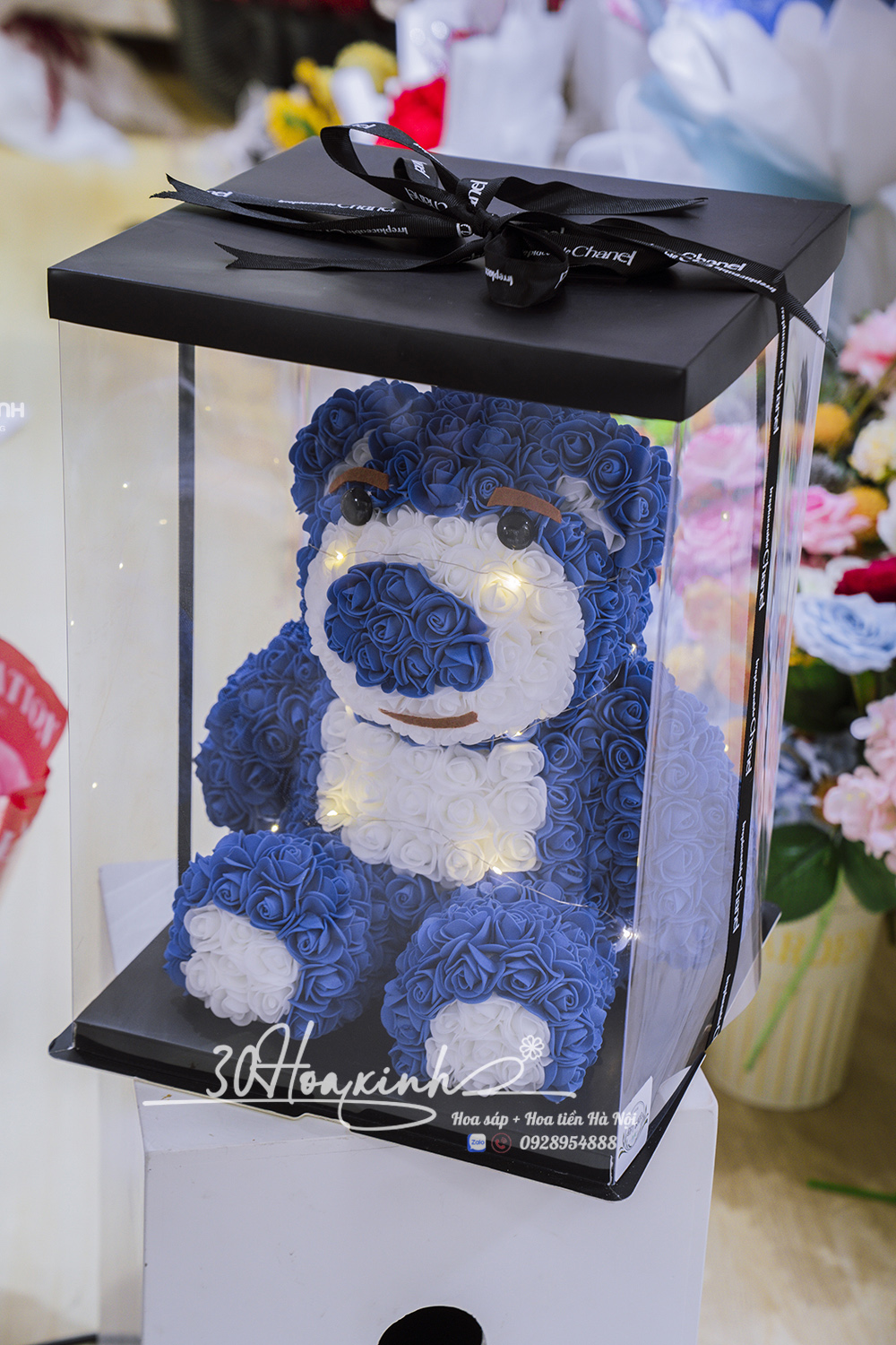 Gấu Hoa Hồng Màu Xanh Trọn Yêu Thương