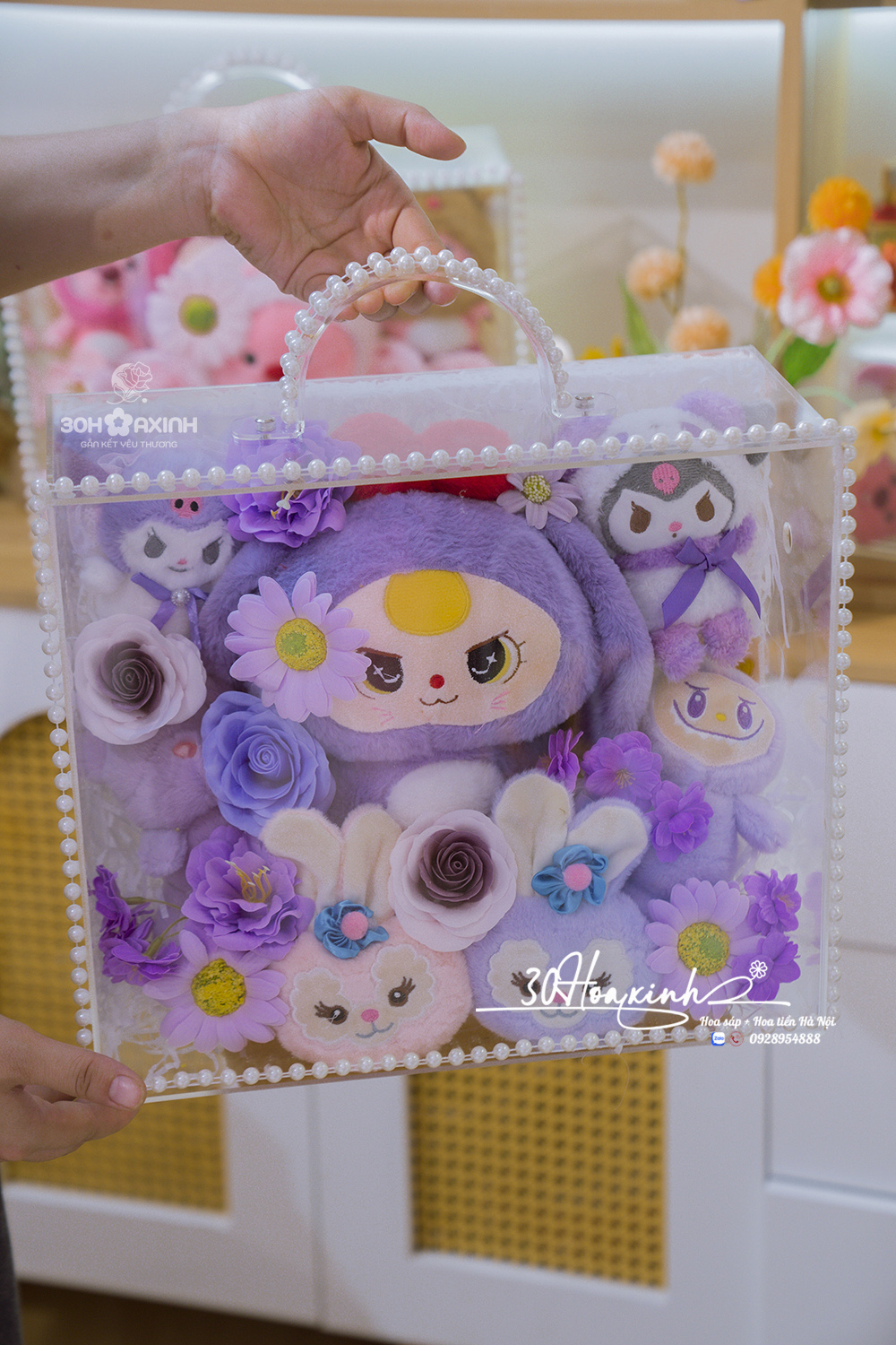 Vali Mika Gấu Bông Và Hoa Sáp