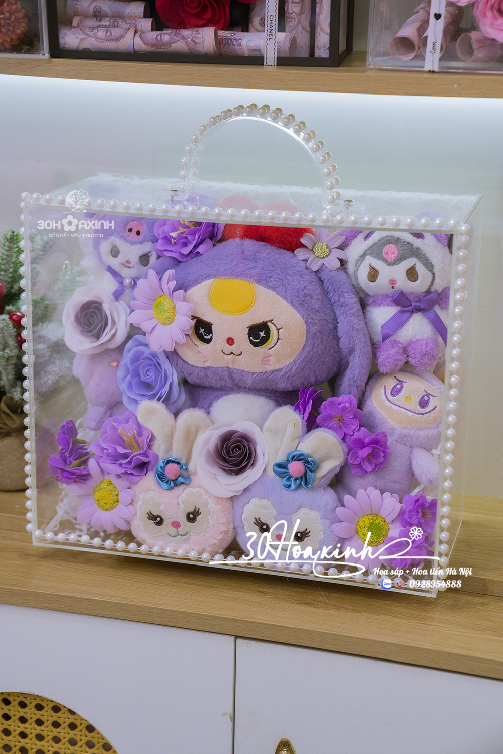 Vali Mika Gấu Bông Và Hoa Sáp