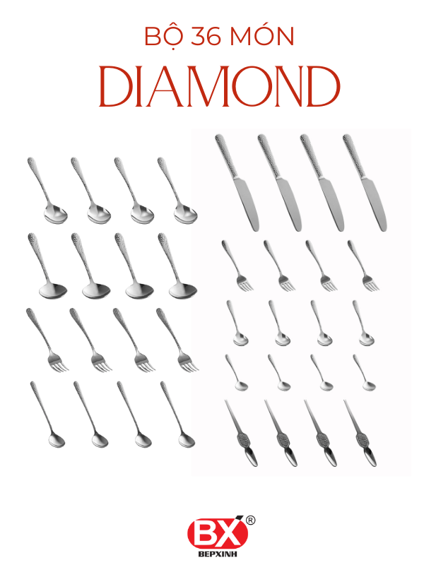 DIAMOND CULTERY SET 36 (9 items x 4 pieces)