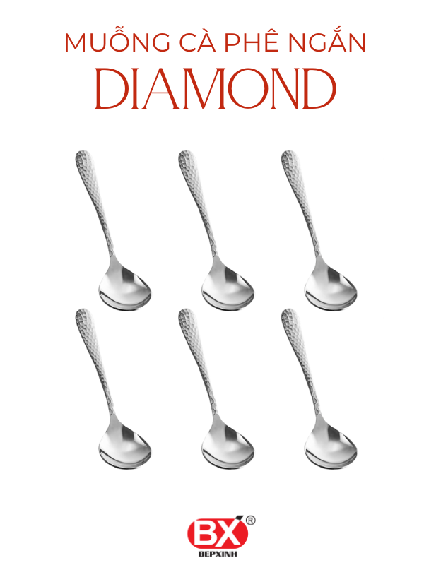다이아몬드 커피 스푼 - MUỖNG CÀ PHÊ NGẮN DIAMOND (Set 6 cái)