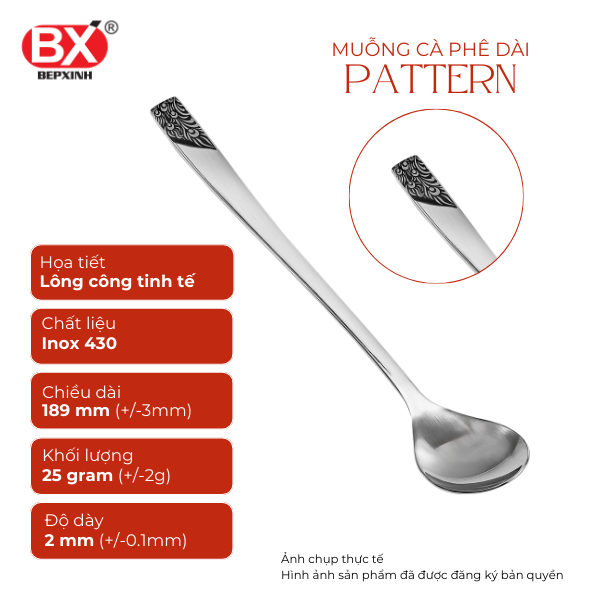 패턴 롱 드링크 스푼 - MUỖNG CÀ PHÊ DÀI PATTERN (Set 6 cái)