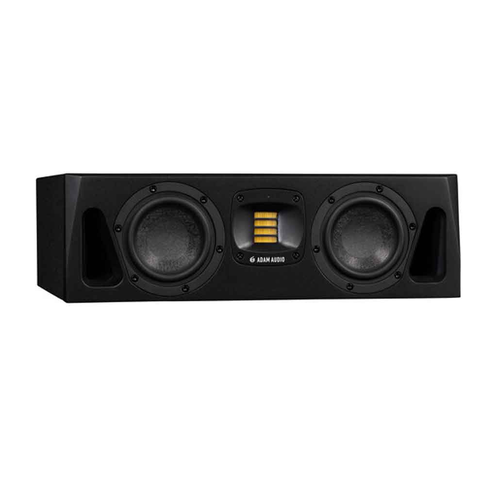 ADAM Audio A44H Dual 4-inch hình đang được chụp chi tiết chính diện của loa và thiết kế kiểu hình chủ nhật và có thiết kế màu đen đẹp mắt 