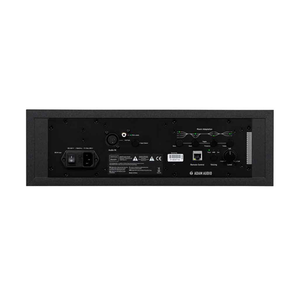 ADAM Audio A44H Dual 4-inch hình đang được chụp miêu tả chi tiết mặt sau của sản phẩm với có đầy đủ các phích cắm đầu vào để dễ kết nối sử dụng 