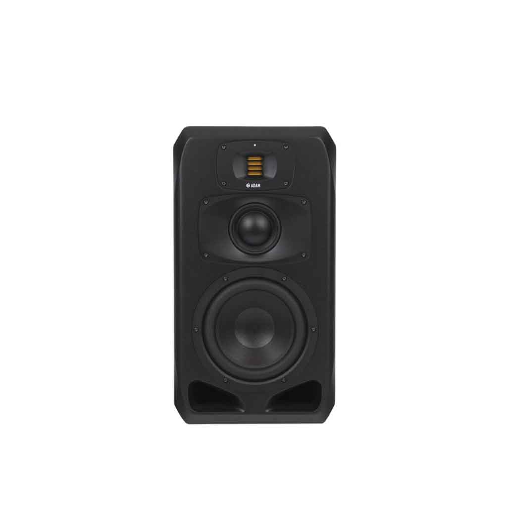 ADAM Audio S3V 9 inch 3-way với có Cấu trúc 3 đường tiếng đặc trưng:  🔊 Tweeter (trên cùng): Sử dụng công nghệ ribbon tweeter S-ART độc quyền của ADAM, đặt trong waveguide sâu – tối ưu hóa tán âm và độ chính xác vùng cao tần