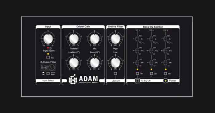ADAM Audio S6X 4-way hình đang được chụp miêu tả bản vẽ thông số chi tiết của sản phẩm 