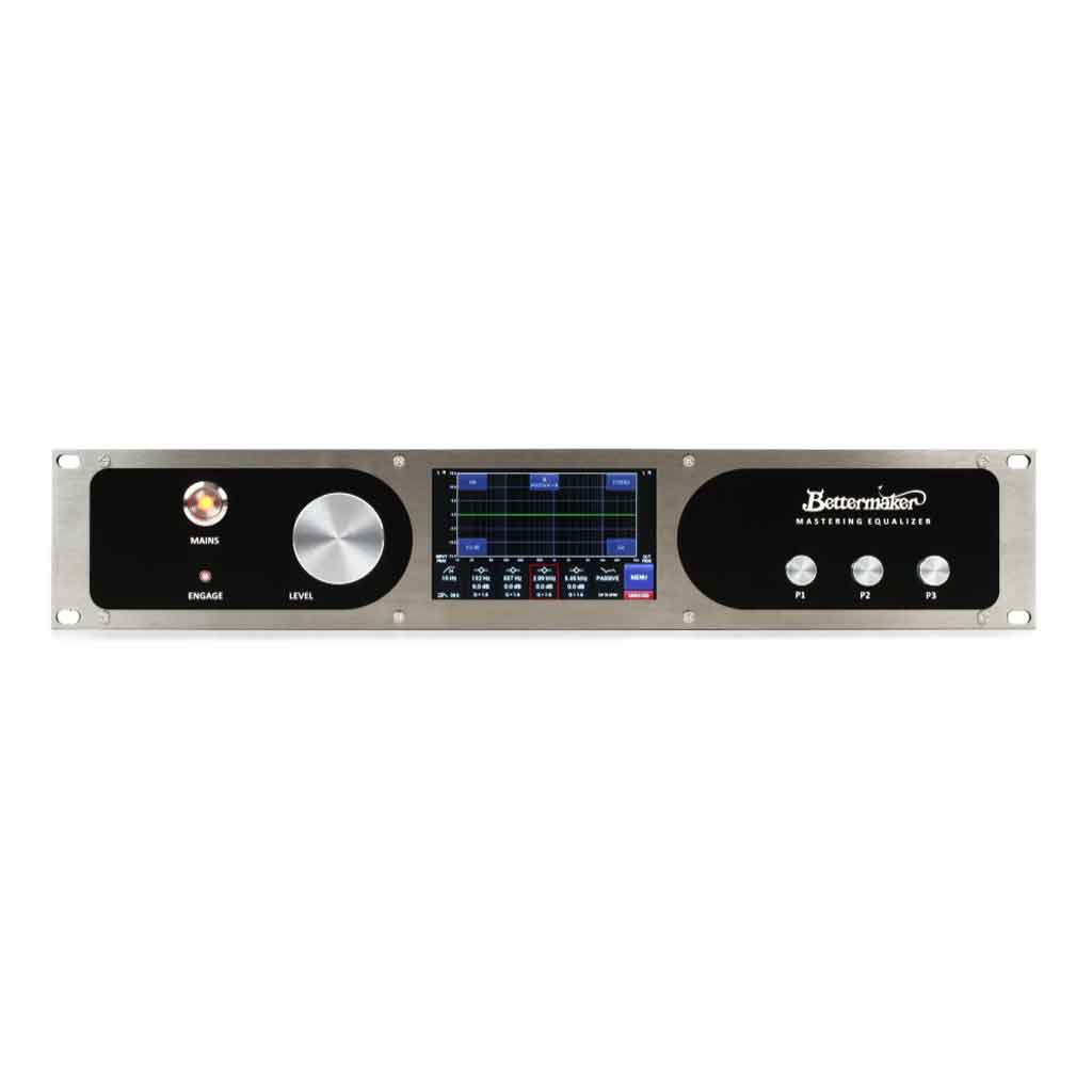 Thiết bị Bettermaker Mastering Equalizer với có tổng quan ngoại hình thiết kế rackmount 2U, vỏ nhôm cao cấp với mặt trước bằng kim loại màu bạc kết hợp các mảng đen sang trọng, nổi bật tính hiện đại và đẳng cấp studio mastering